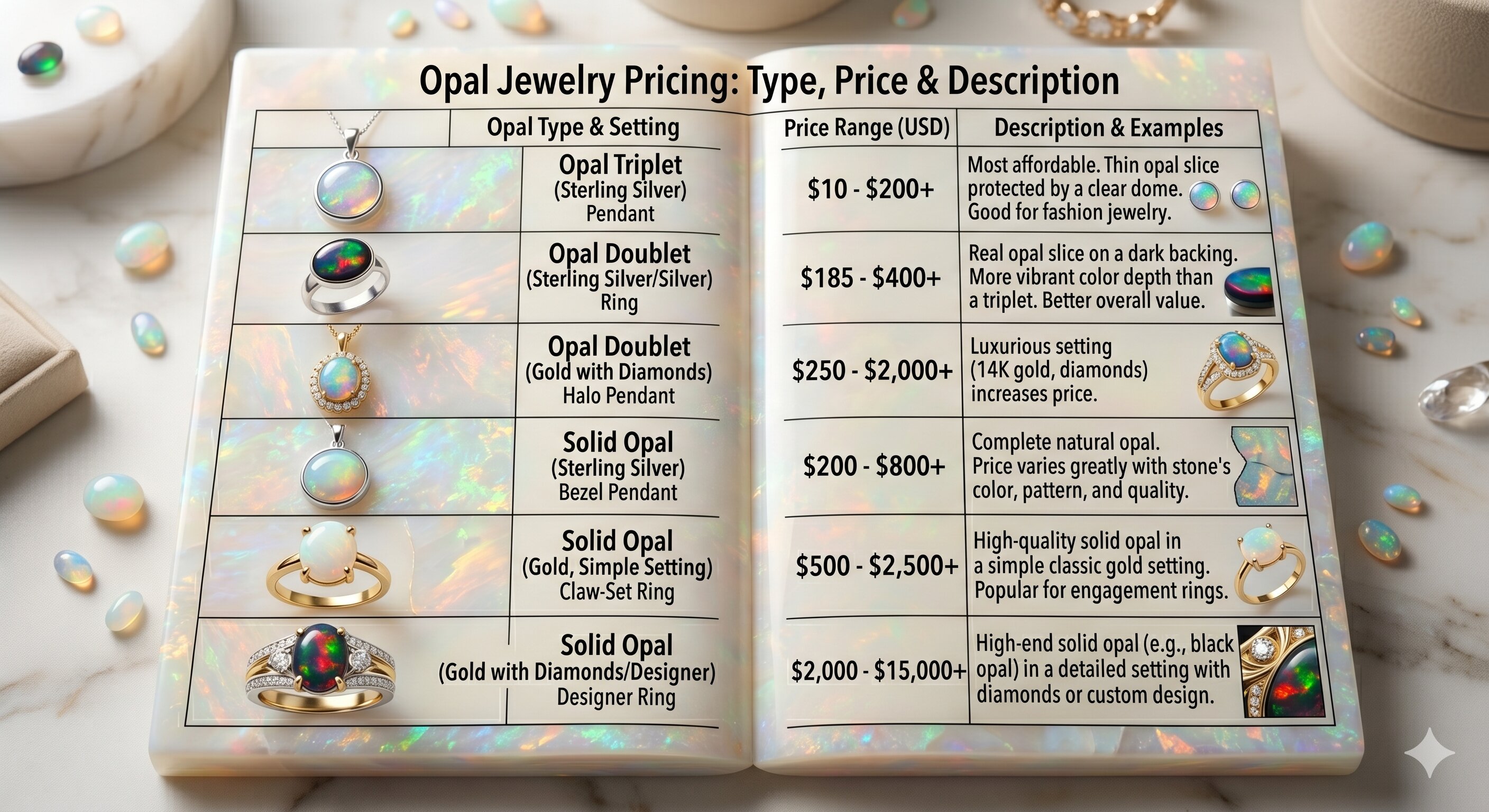 Opal jewelry price